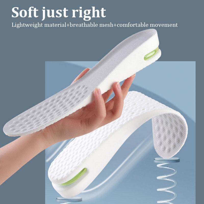 Soft Breathable Orthotic Inserts for Men Women with Air Cushion Elastic Shock Absorbing Height Increasing Sports Shoe Insoles