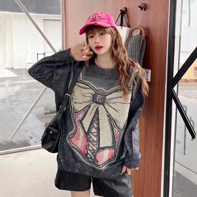 Autumn 2025 European Chic Loose Bow Sweater for Women