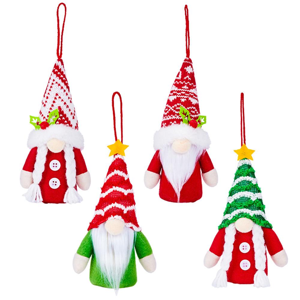 Adorable Knitted Christmas Decorations With Striped Beanie Gnome Star Ornaments