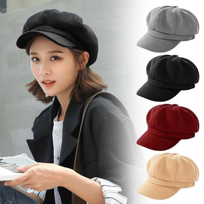 New Auutmn Winter Hats For Women Solid Plain Octagonal Cap Painter Men Beret Wool Women Ladies W9G2