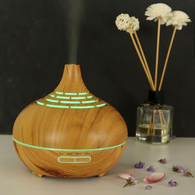 400 ml Aroma Ätherisches Öl Diffusor Holzmaserung Hohl Ultraschall Luftbefeuchter Mit 7 Farben Beruhigendes Licht Für Zuhause Schlafzimmer Yoga