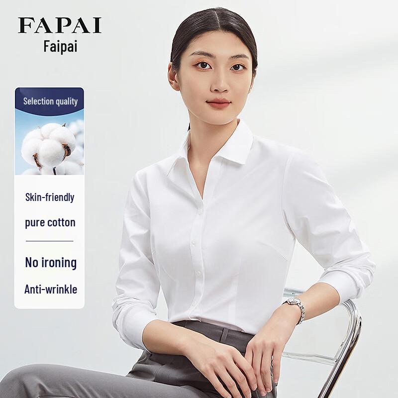 FaPai Women s V-Neck Wrinkle-Free Cotton Shirt 36