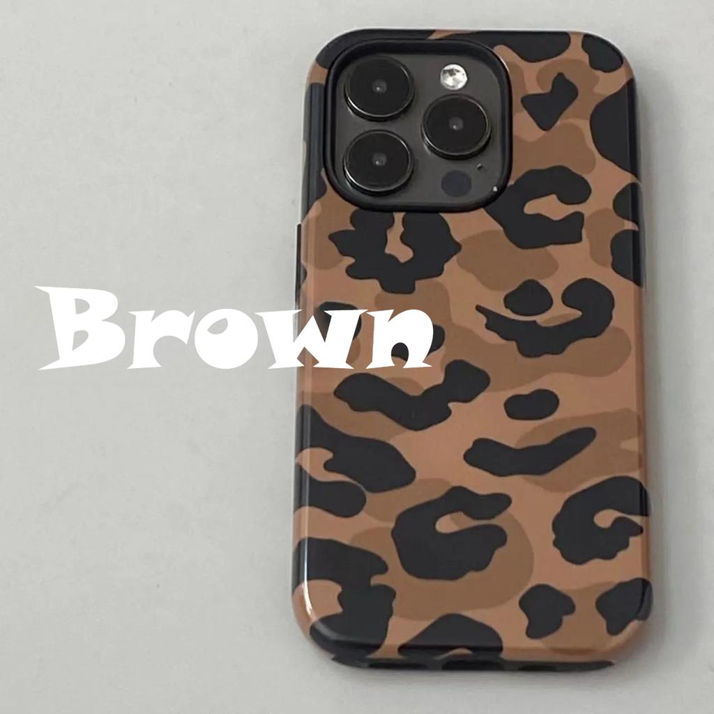 Custodia per Telefono con Stampa Leopardo per Apple iPhone 16 ProMax - Guscio Rigido a Doppio Strato Antiurto Elegante Copertura Completa per iPhone 16/15/14/13/12/11/Pro/Plus