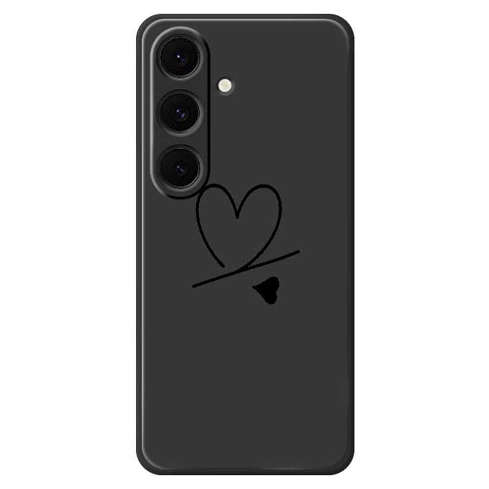 

For Samsung Galaxy S25+ Case Black Love Pattern Printing Straight Edge TPU Phone Back Cover Black