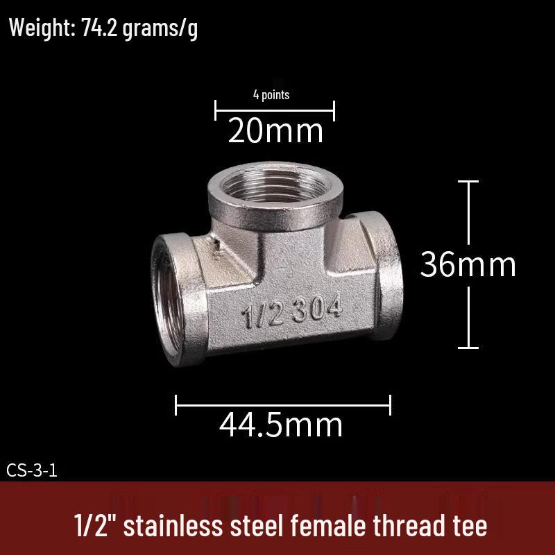 304 Stainless Steel Tee Elbow Water Pipe Fittings with Male/Female Threads