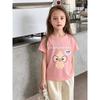 Korean Style Children's Clothing Summer New Baby Pure Cotton Cartoon Print Short-Sleeved T-Shirt Cute Girls' Tops Children's Clothes
