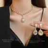 French Light Luxury Water Drop Diamond Stud Earrings Necklace Set Fashionable Versatile Collarbone Chain Niche Temperament High-end Jewelry