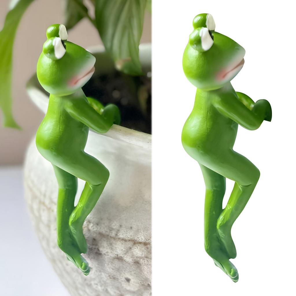Cute Climbing Frog Figurines Flower Pot Hugger Resin Hanging Frog Sculpture Outdoor Statue For Plant Pot Patio Balcony Ornaments