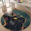 1pc Black Cat Office Round Area Rug, Indoor Mat Suitable ForOffice, Under Office Chairs Bedroom Living Room Home Decor D003