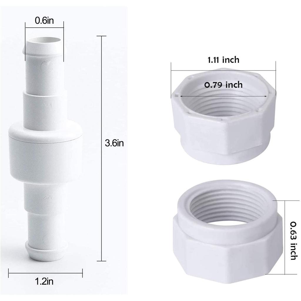 Manguera Giratoria Versátil Limpiafondos D20 y Kit de Tuerca de Manguera D15 Reemplazo Para Zodiac Polaris 280 180 380 3900 Limpiafondos (Paquete de 9)