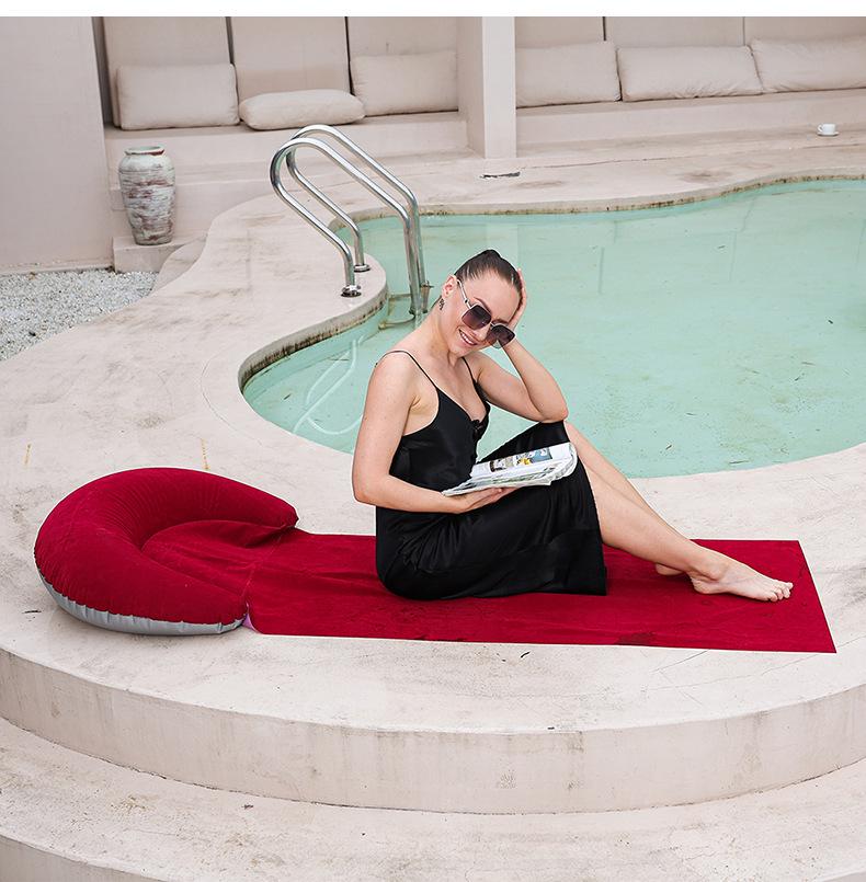 Inflatable Outdoor Beach & Picnic Mat with Pillow - Moisture-Proof Flocking Material