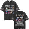 Rapper Chris Brown Breezy Bowl XX Tour  Vintage Washed Tshirts Men Women Hip Hop Fashion T Shirts Male Cotton Retro Tshirt