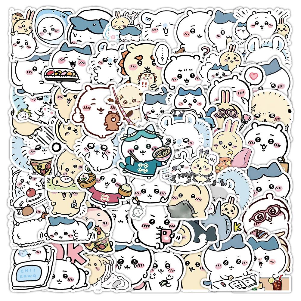 60Pcs Cute Chiikawa Stickers Diy Waterproof Vinyl Scrapbook Phone Case Water Cup Lovely Cartoon Anime Sticker Kids Gift Toy