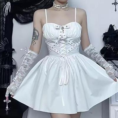 Goth Sexy Bandage Jurk zonder Mouw Bedekkende Bodycon Feestjurk Y2K Vintage Rugloze Jurk Streetwear