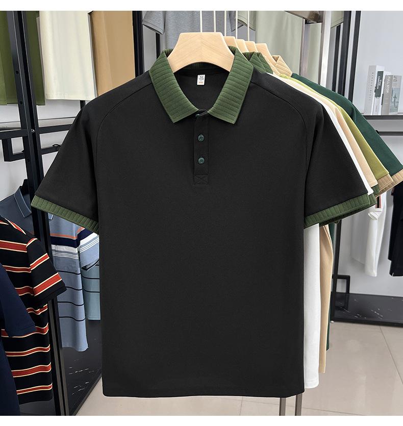 

Мужская футболка-поло с коротким рукавом и лацканами, футболка с коротким рукавом, высококачественный лацкан, корпоративный мужской топ 4XL чёрный