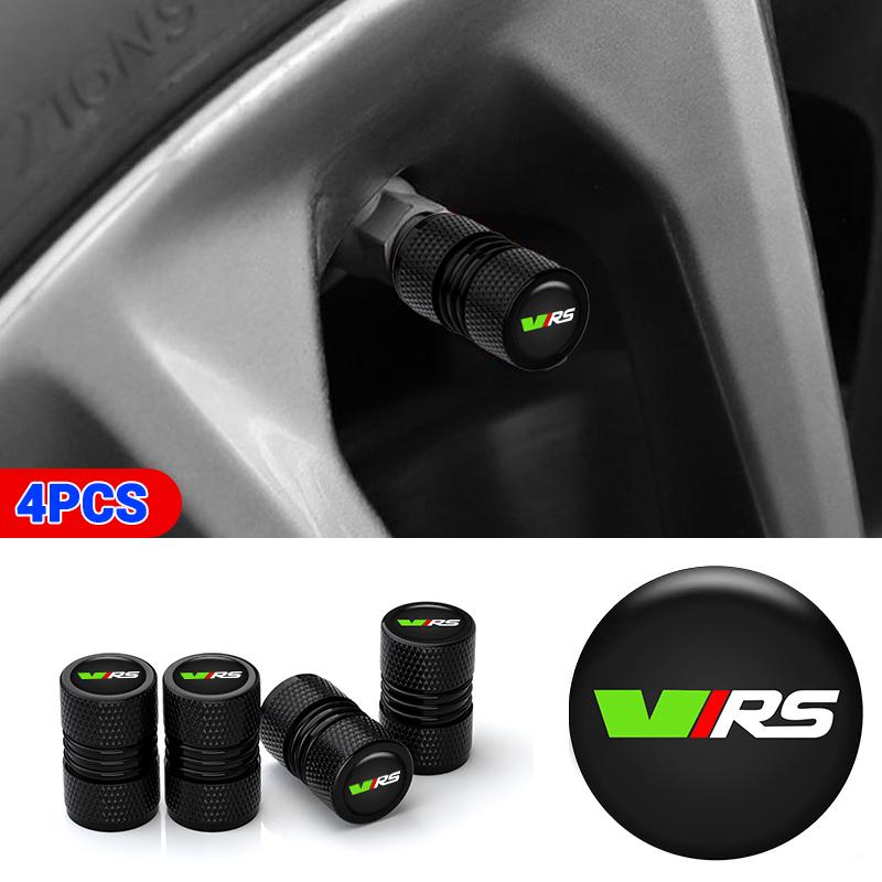 For Skoda VRS Octavia 1 2 3 Rapid Kodiaq Karoq Fabia Kamiq Superb Knurling Tire Valve Aluminum Silver Car Tire Valve Stems Cap