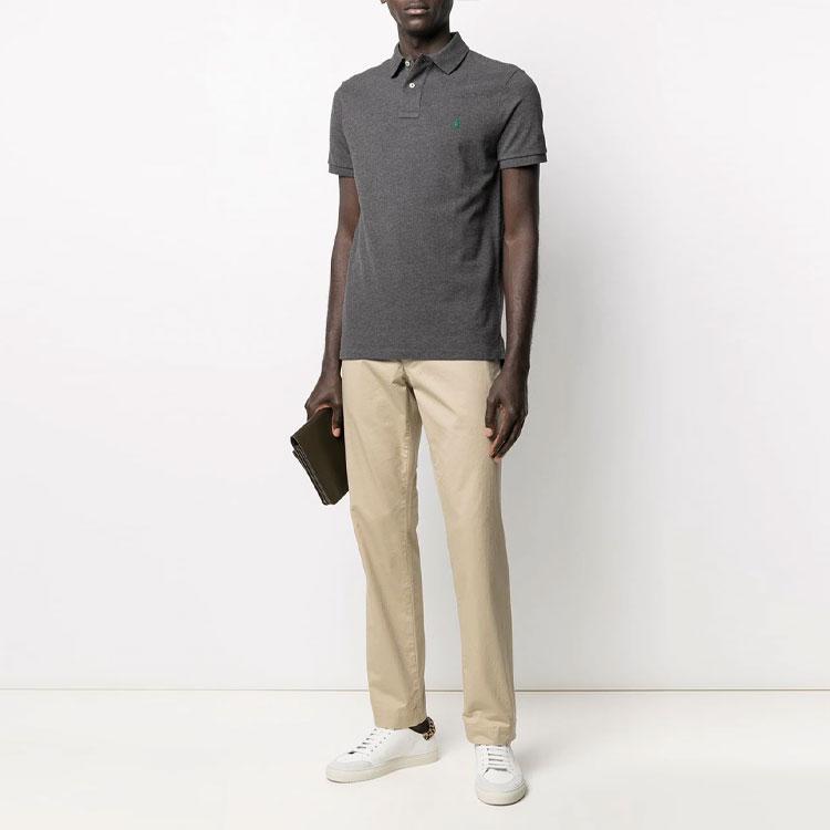 Polo Ralph Lauren Logo Patch Pullover Short Sleeve Polo Shirt Unisex Polo Shirts Gray 710782592-002