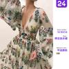 2026 Cross-border Amazon New Dress Bohemian Retro Pattern Colorful Embroidery Sexy Loose Dress