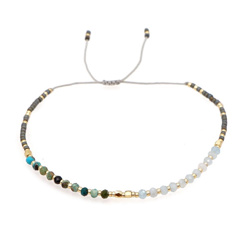 Trendy Deep Blue & Gold Rice Bead Pearl Hand Bracelet: Niche Design Women's Fashion Accessory