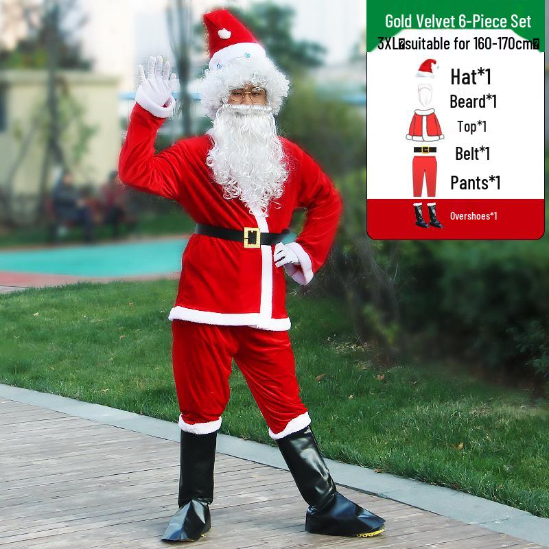 Adult Santa Claus Costume Set - Men's & Women's Plus Size Christmas Outfit