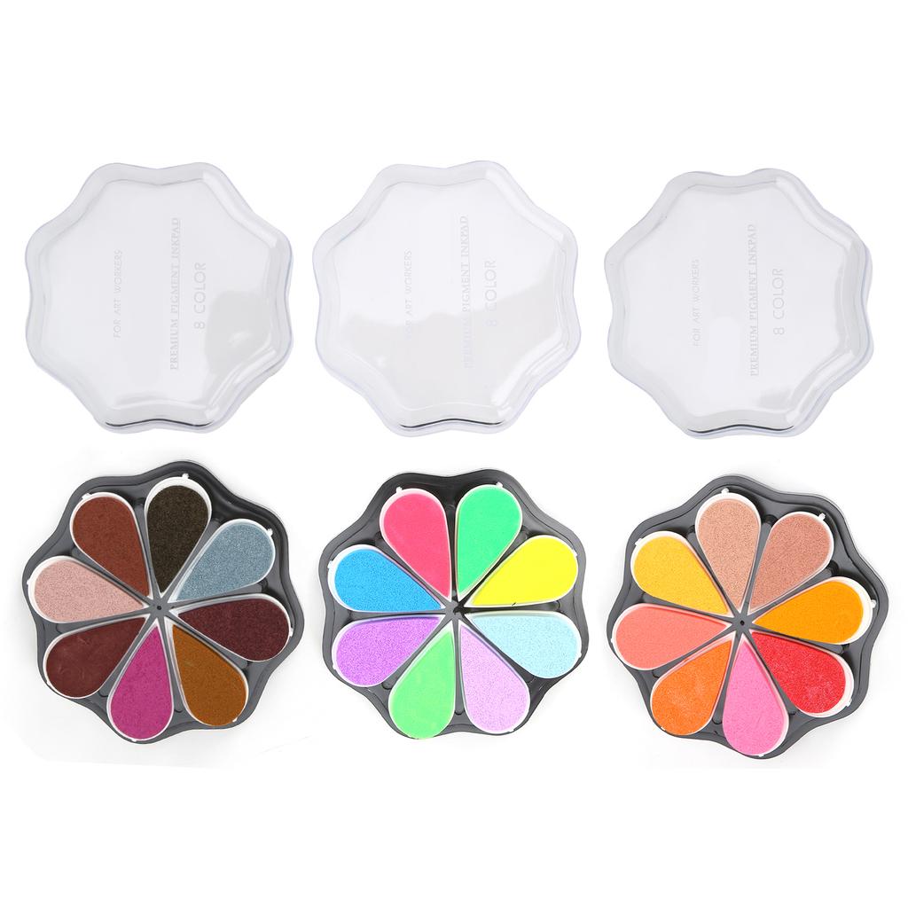 Petal Stamp Pad Strong Covering Power Excellent Light Fastness Use Easily DIY Inkpad 8 Colors Detachable for Ordinary Paper