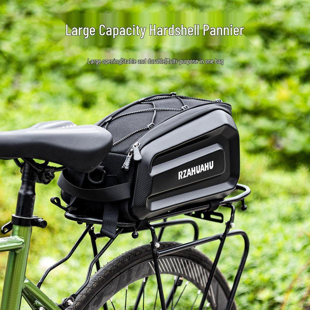 RZAHU Waterproof Bike Top Tube Bag with Dual Pouches and Phone Holder