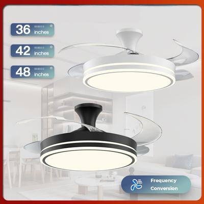 36 „42“ 48 „Moderne intelligente Deckenventilatorlampe Haushalts-Deckenventilator mit Gleichstrommotor und Licht Faltbare LED-Luftkühlerlampe
