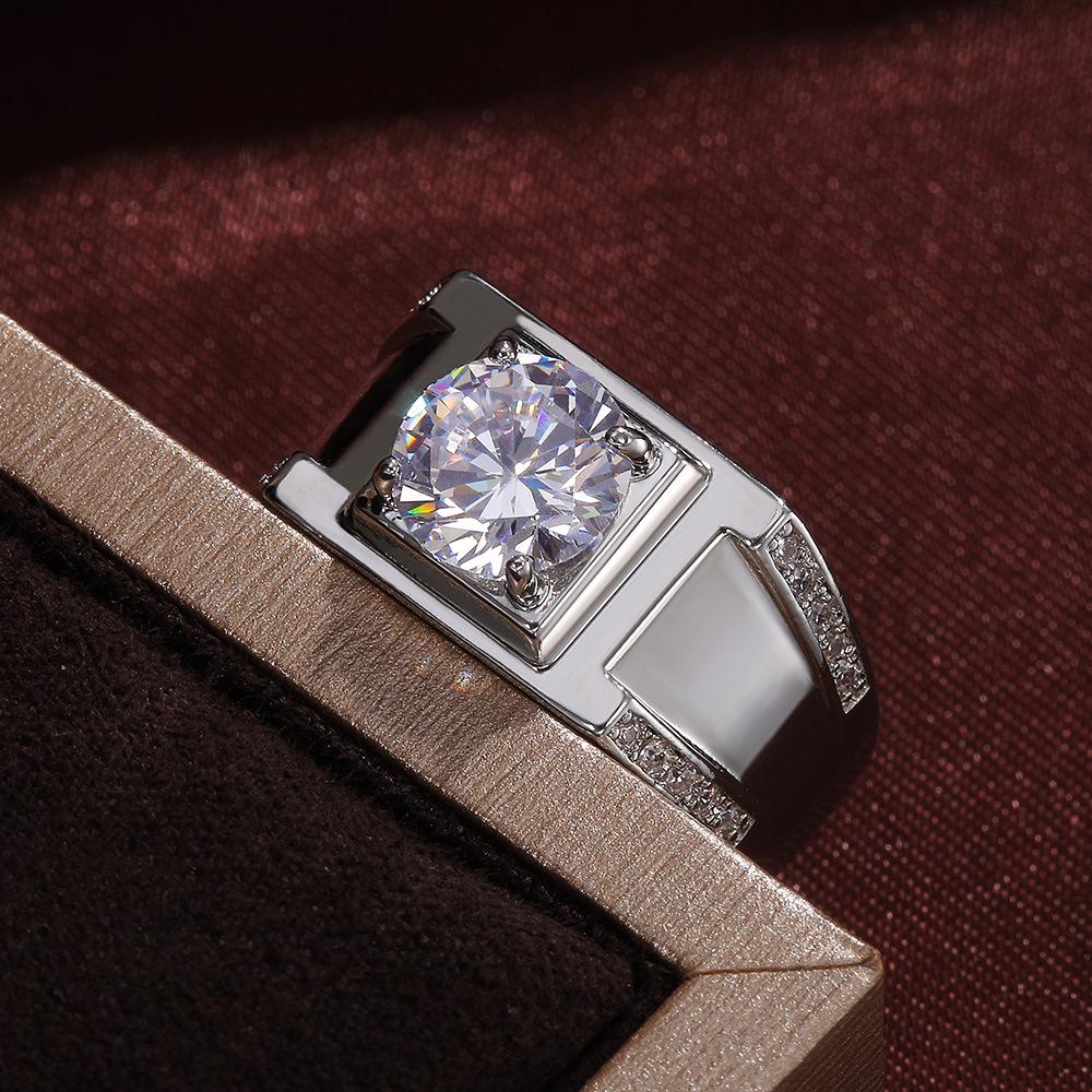 Luxury Male Ring  Sterling Silver 8mm Lab Diamond Engagement  Wedding Rings For Men Finger Ring