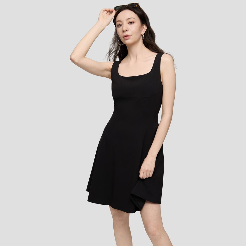 GAP Elegant Stretch Square Neck Sleeveless Little Black Dress Women dresses 859850