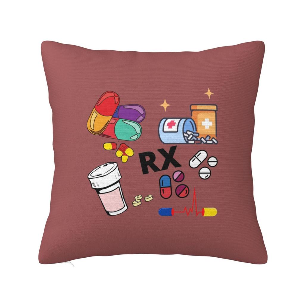 Pharmacy Pattern Pills RX Square Pillowcase Cushion Cover Pillow Case Throw Pillow Cover for Home Bedroom Car