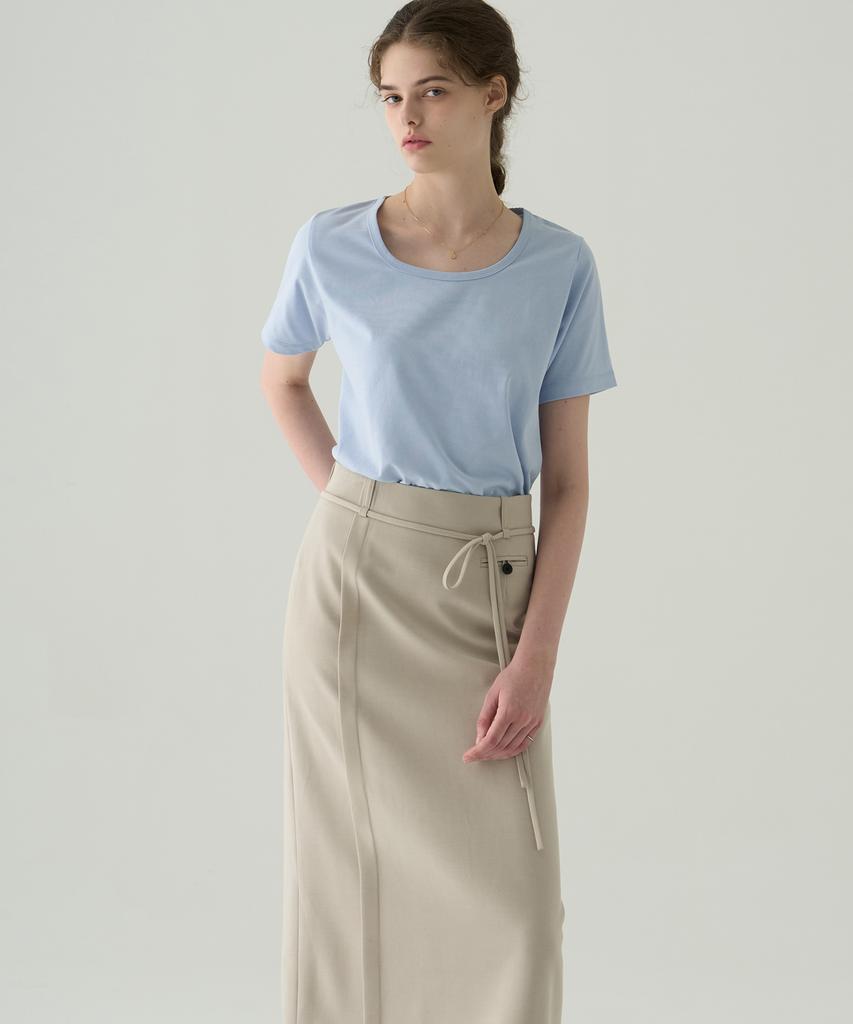Deuloupisumeon Supima Silket U-Neck Short Sleeve T-Shirt [Sky Blue]