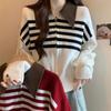 Navava Women Striped Zip Up Long Sleeve Knit Cardigan Nk2473
