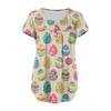 Women's Short Sleeve V Neck  Easter Day Print  Print Button T-Shirt Top