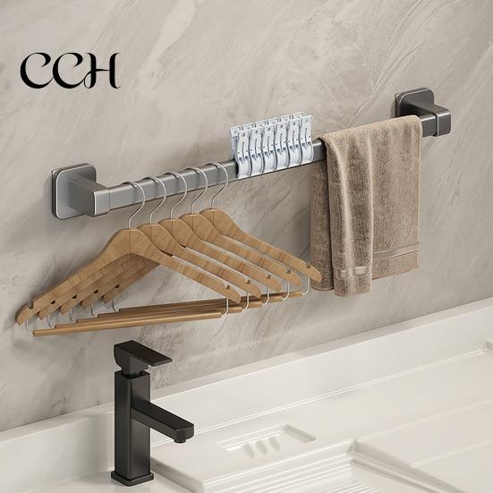 Self-stick Towel Rail Self-Adhesive Rack Hand Bar Strong Load-bearing Adhesive Shower Easy To Install Bathroom Wall Mounted Hanger