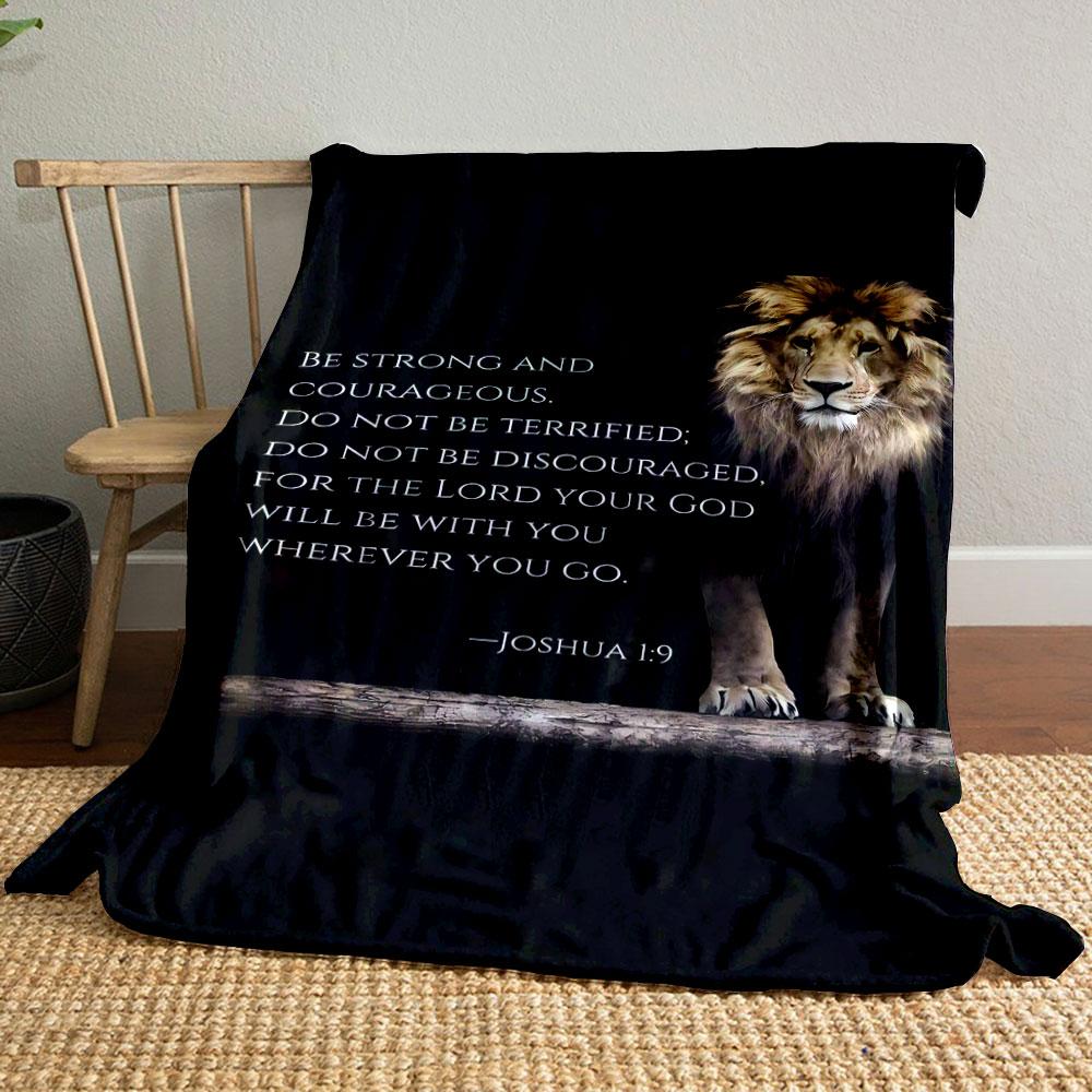 

Lion Bible Verse Blanket Printed Blanket for Living Room Bed Couch lunch break Soft Cozy Blanket for Friend s festival Gift 80cm x 120cm