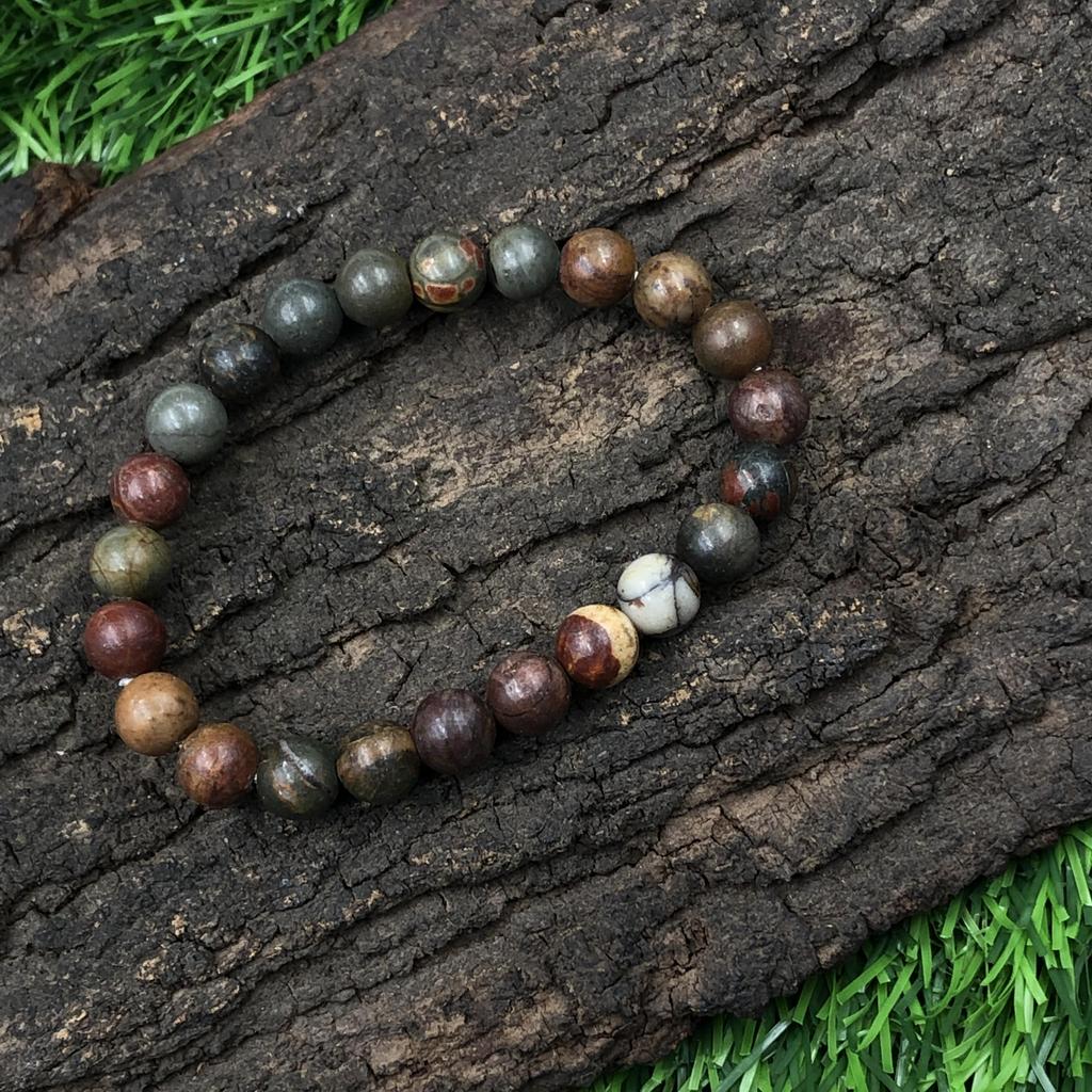 8mm Natural Picasso Jasper Gemstone Beads Partywear Bracelet 7.5" Handmade Jewelry For Birthday Gift RBB-59