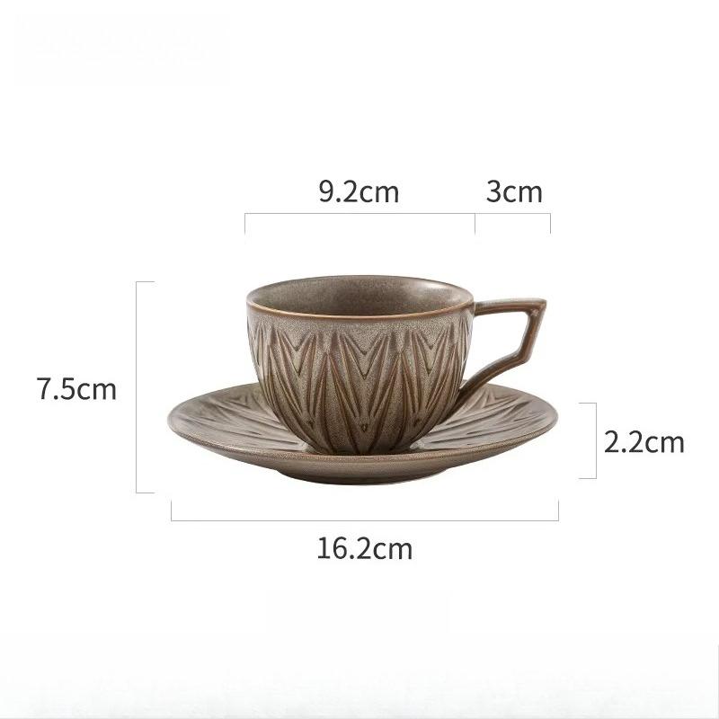 220ml Kiln Transmutation Glaze Craft Retro Design Tea Cup Coffee Cup and Saucer, Art Ceramic Coffee Cup for Latte,Espresso,Cappuccino,Microwave Safe