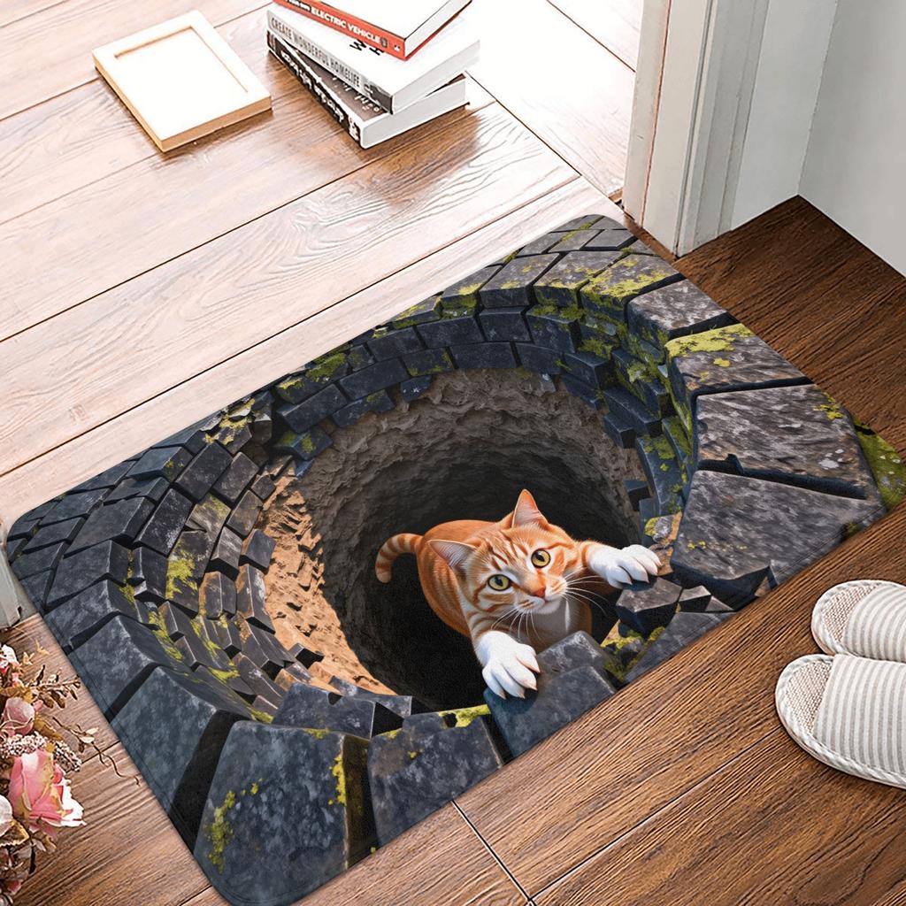 3D Optical Illusion Bear Doormat Non-Slip Bath Kitchen Mat Living Room Floor Door Entrance Carpet Rug