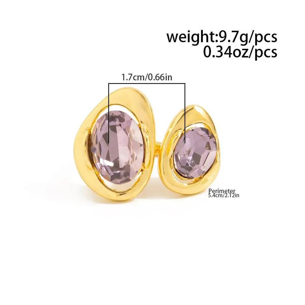 SHIXIN Trendy Charm Acrylic Rhinestone Rings Women Vintage Luxury Metal Geometric Finger Ring Daily Wear Jewelry Accessorioes