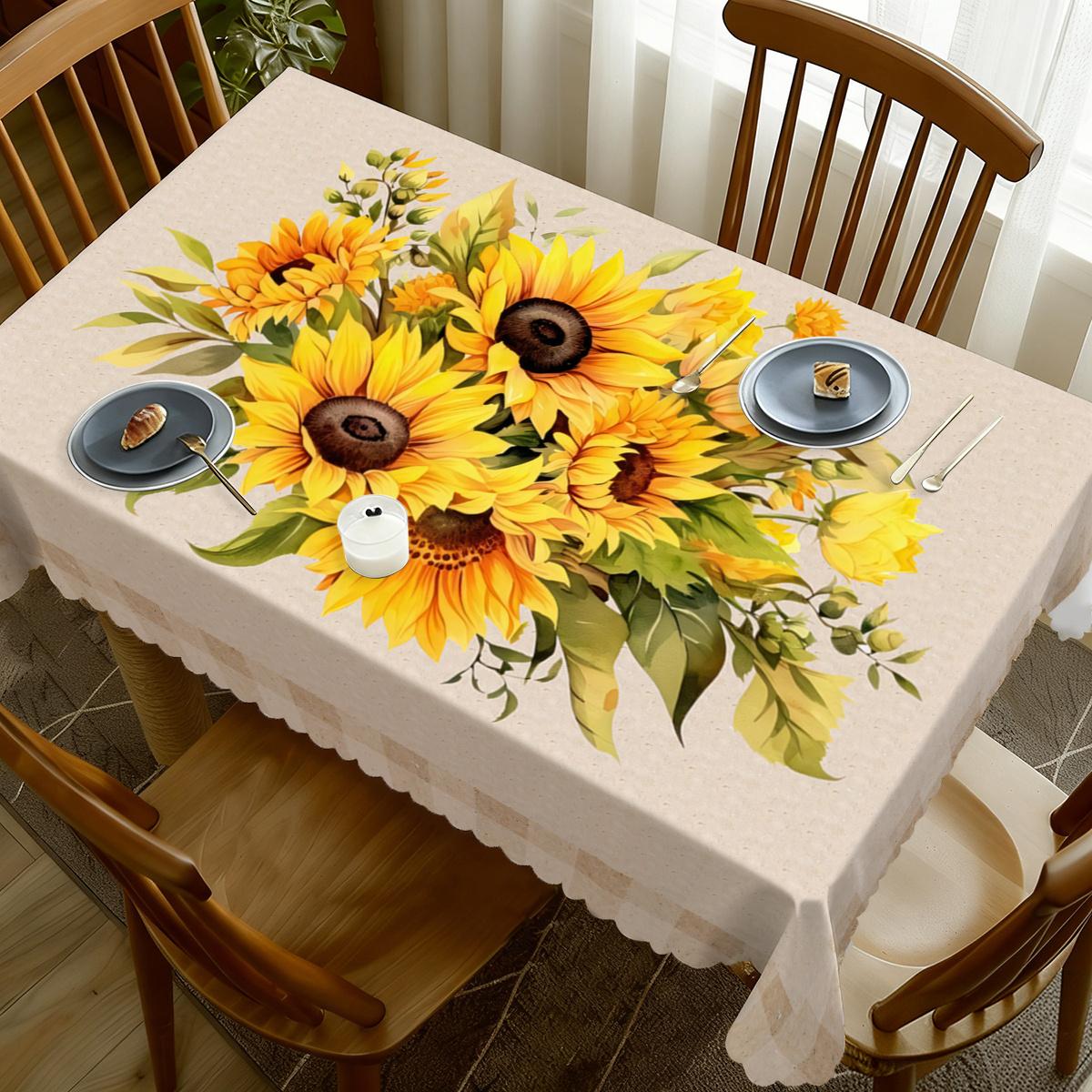 Couronne de fleurs du Jour de l'Indépendance Nappe rectangulaire imperméable Fleur étoile rouge bleue Drapeau USA Housse de table pour dîner cuisine 140x200cm