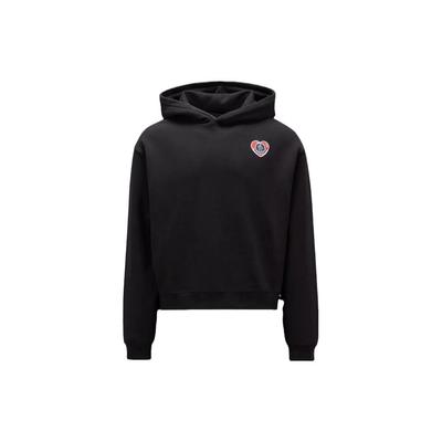 Moncoeur Motif Hoodie Solid Color Heart Logo Casual Long Sleeve Sweatshirt Unisex Hoodies Black I20918G00044809KX999