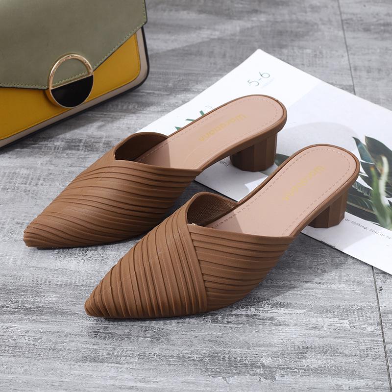 Korean Style Pointed Toe Wedge Heel Casual Jelly Sandals for Women