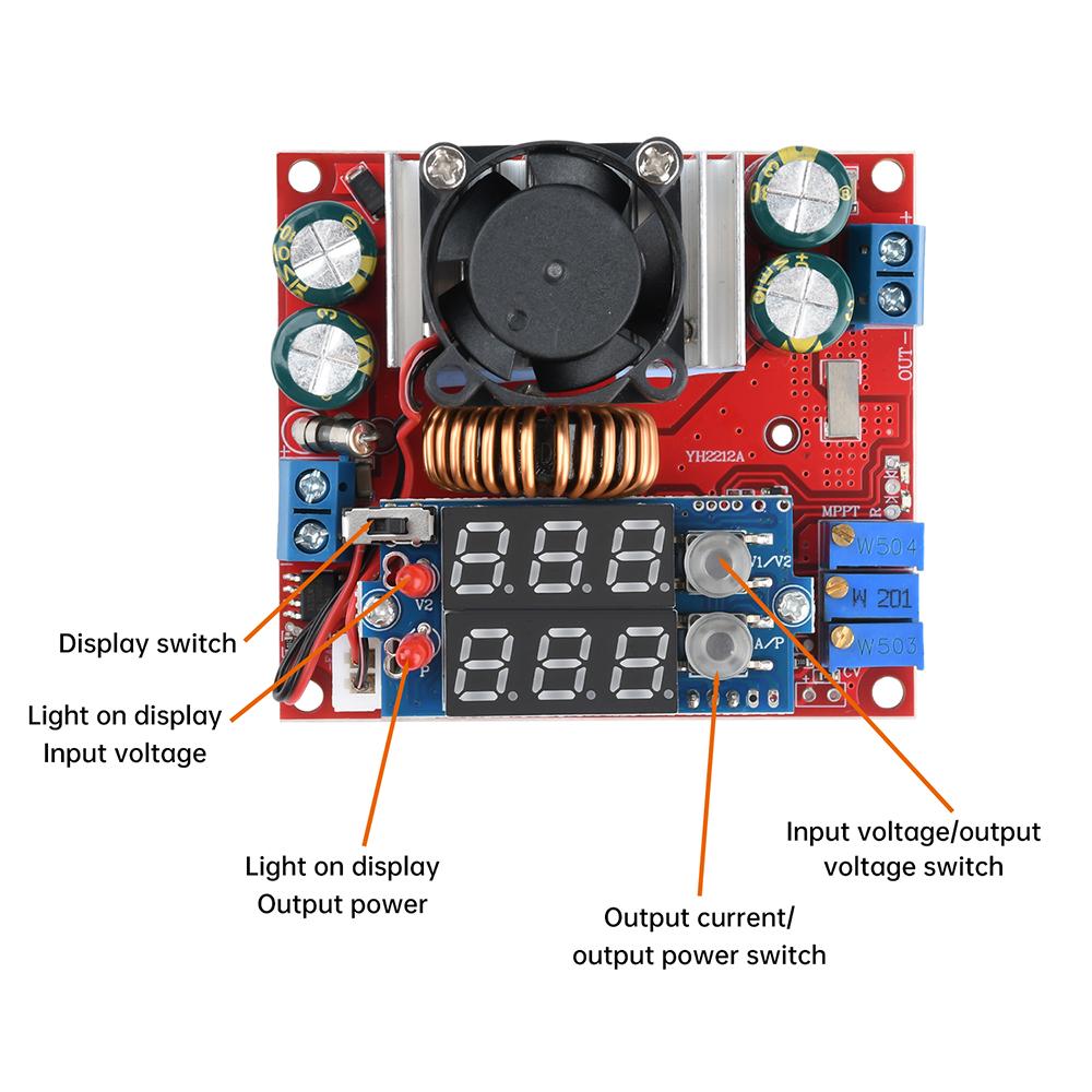 MPPT Boost Lade Modul Solarlade Modul DC 6-50V 15A Konstantspannung & Strom Einstellbar Stromversorgung mit Synchrongleichrichter