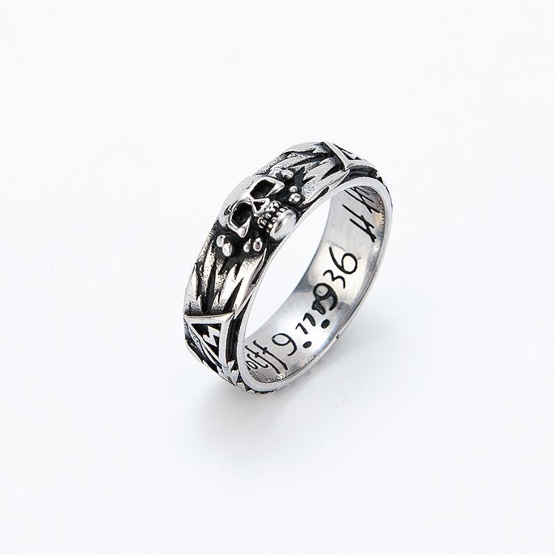 Vintage Skull Couple Domineering Cross Stainless Steel Rings for Men