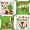 New Funny Designs and Popular Christmas Green Haired Weird Grinch Linen Pillowcase Living Room Bedroom Backrest Cover