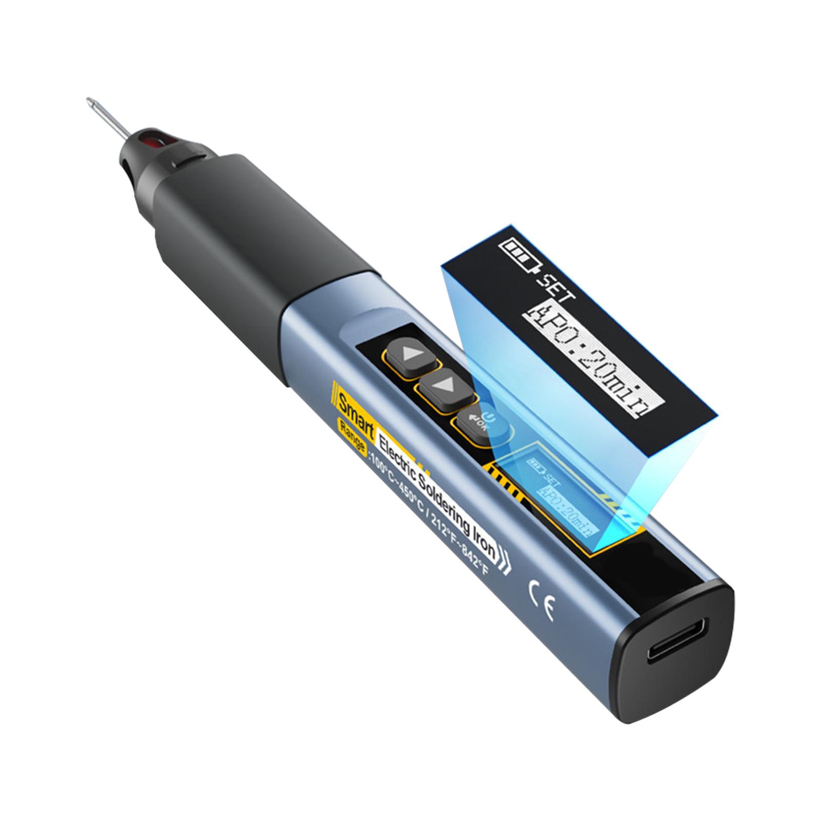 

Портативный паяльный набор 2 в 1 с OLED-дисплеем, быстрым нагревом и регулируемой температурой, автоматическим отключением, включает темно-синий