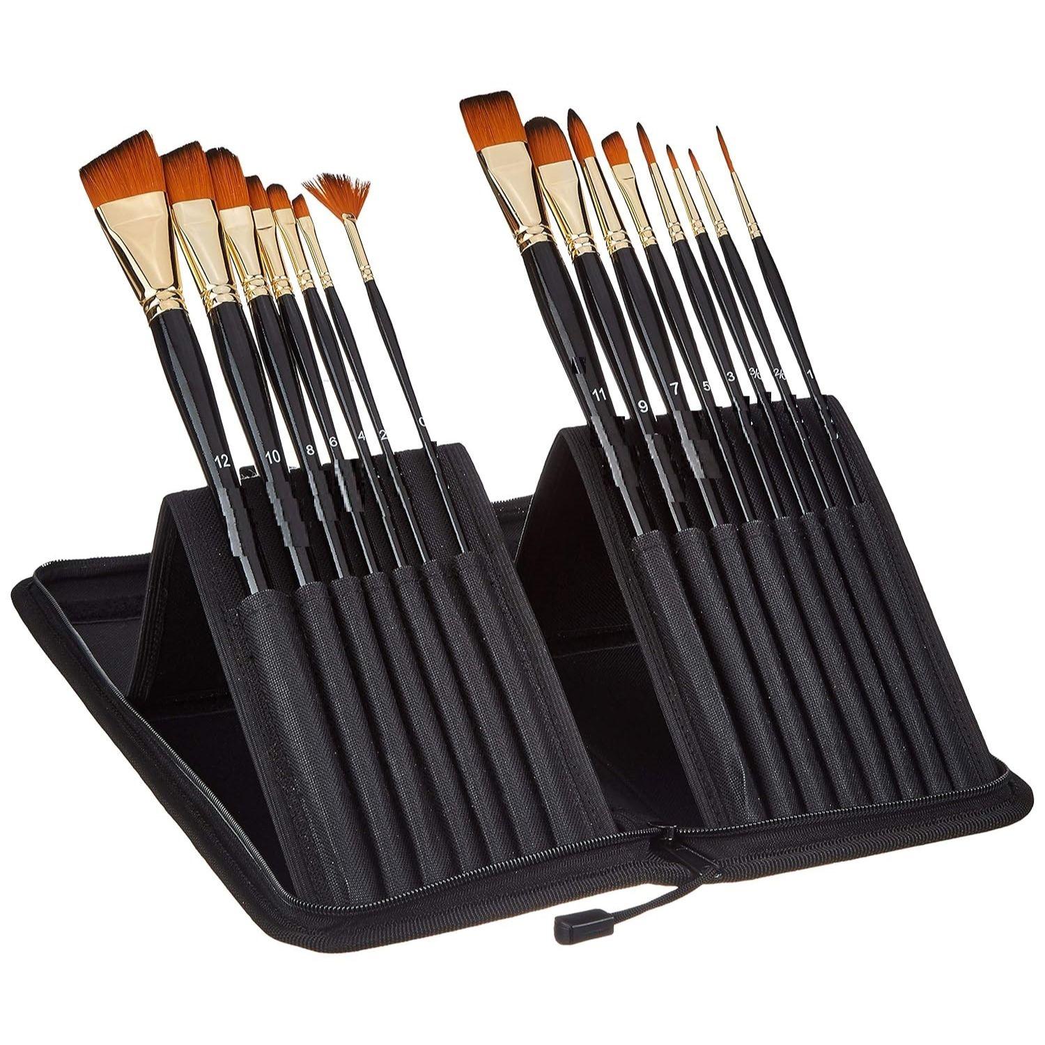 

Кисти для акрила и акварели, с чехлом для переноски, набор из 15 штук