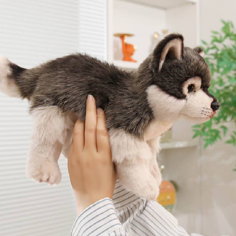 Wolf Plush Toy Animal Figurine With Short Pile Material For Kids And Adults