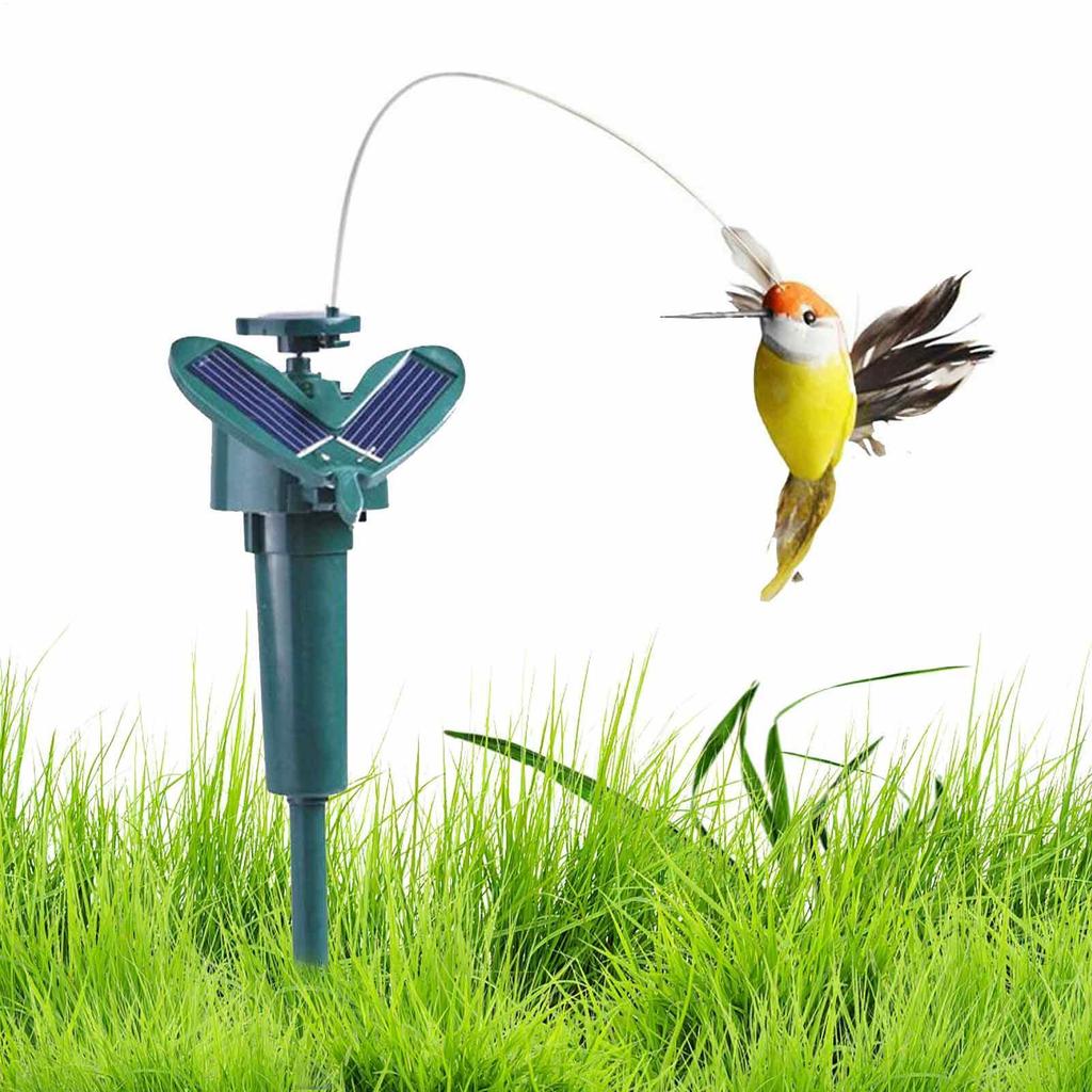 Solar Rotating Bird Toy Flying Hummingbird Power Vibration Birds Stake Flying Fluttering Toy For Garden Decoration