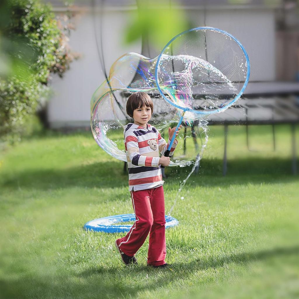 Kid in A Bubble Toy Giant Bubble Wand, Big Bubbles Maker Toy for Kids and Adults, Bubbles Hoop with Inflatable Dipping Pool Tray, Fun Outdoor Toys